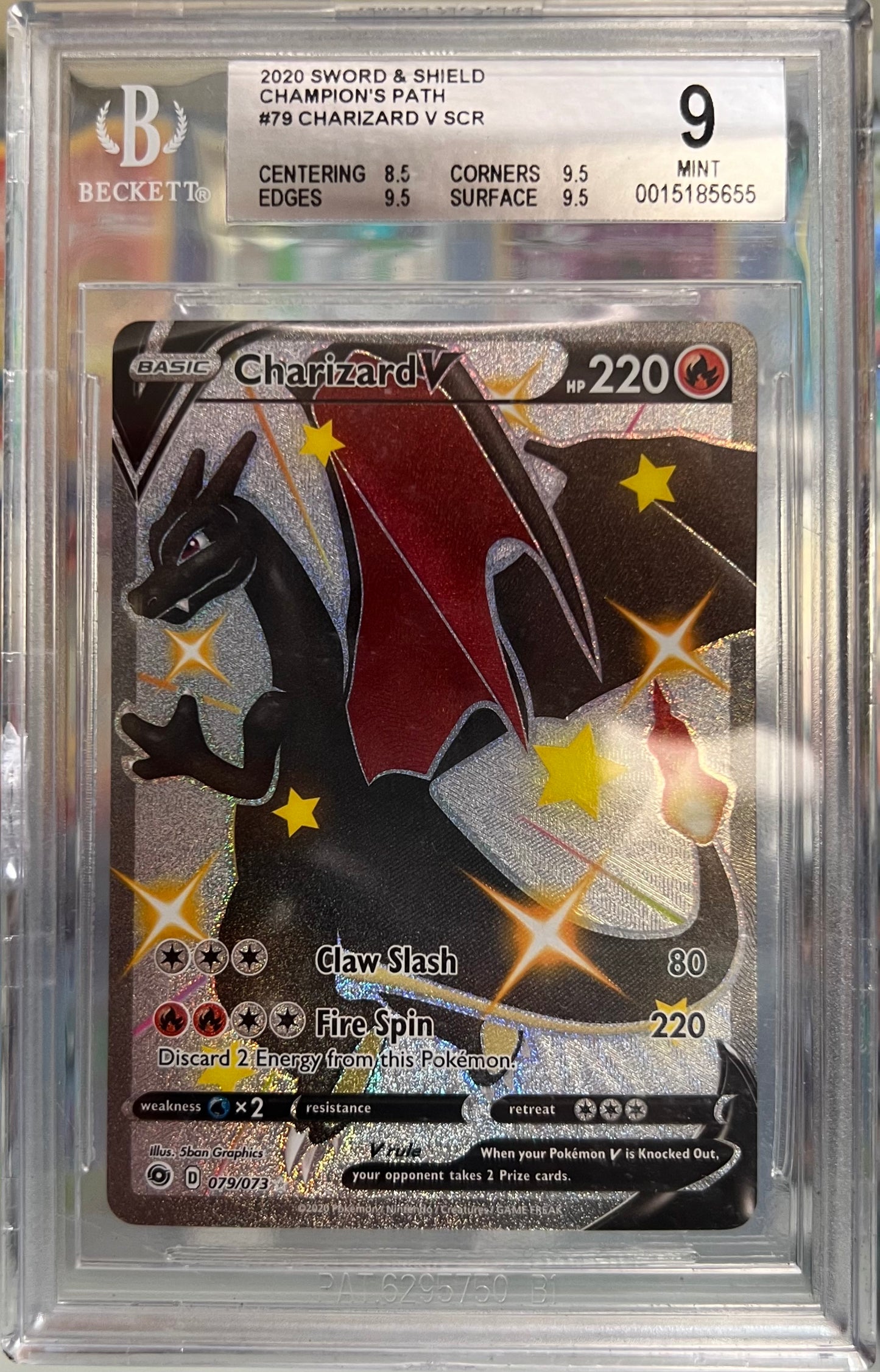 2020 Pokémon SWSH - Charizard V (Secret Rare) #79 - Beckett (BGS) 9 MINT