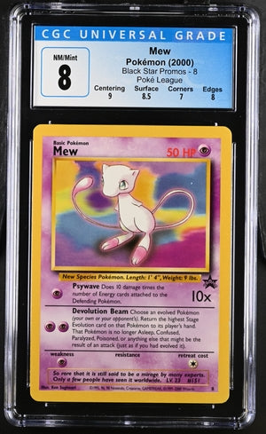 2000 POKEMON BLACK STAR PROMOS - MEW #8 (POKE LEAGUE) - CGC 8 NM/MINT