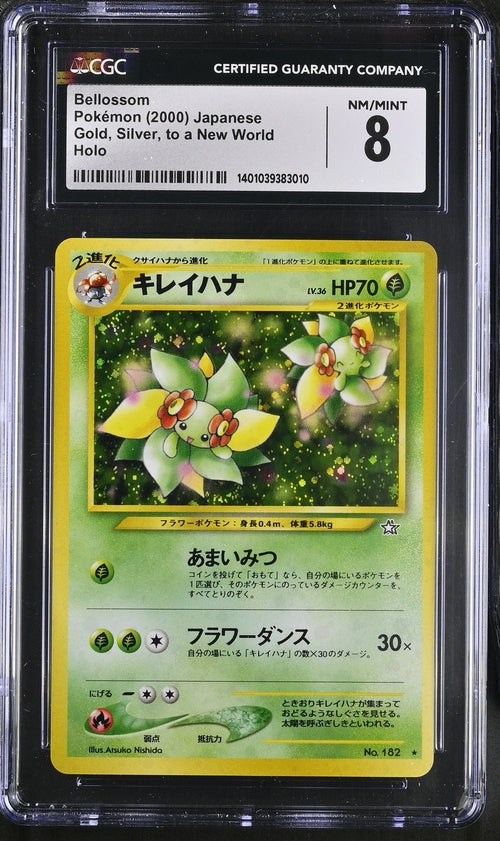 2000 Pokémon Japanese - Gold, Silver, to a New World - Bellossom #182 - CGC 8 NM/MINT