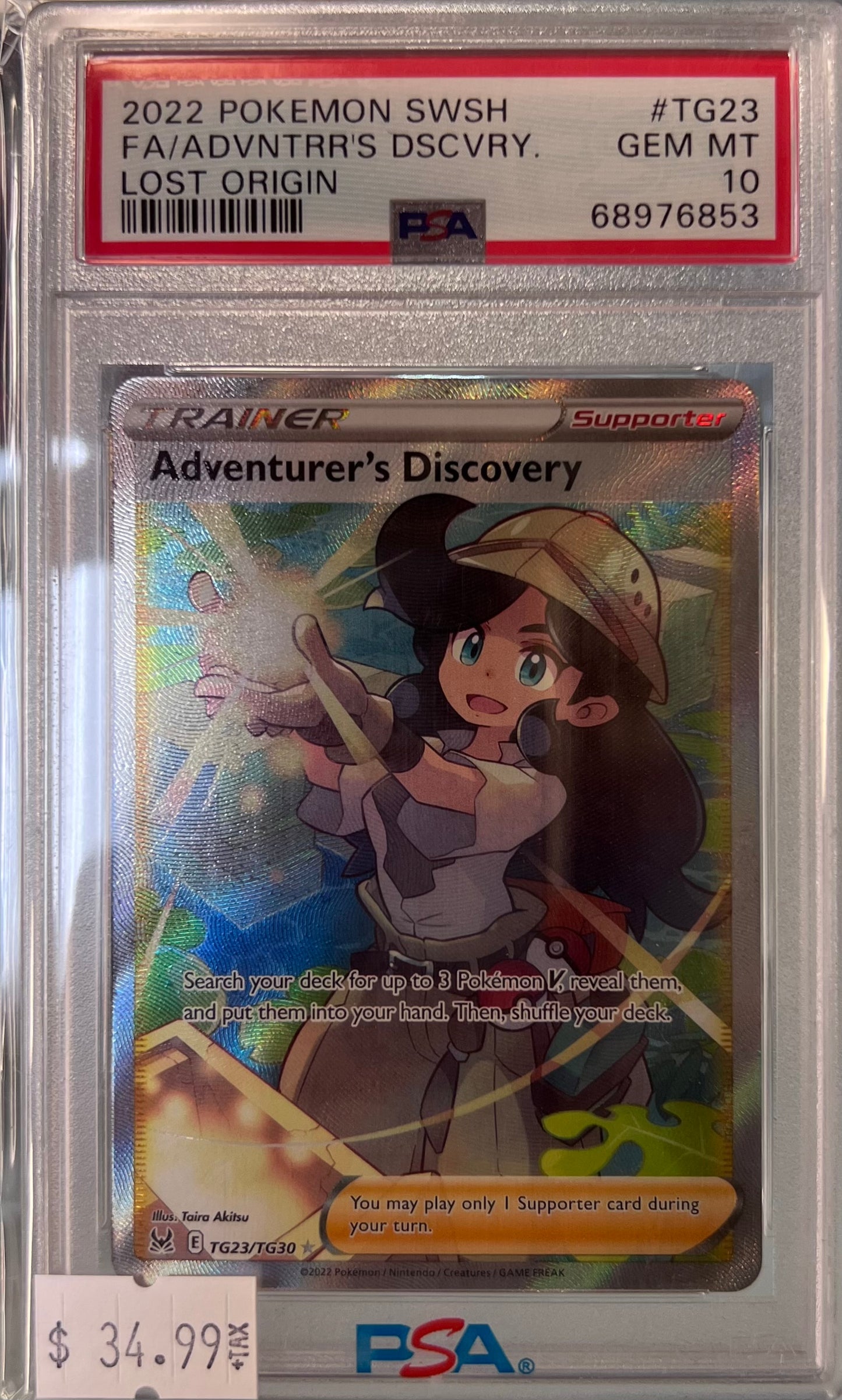 2022 POKEMON SWORD & SHIELD LOST ORIGIN #TG23 FA/ADVNTRR'S DSCVRY. LOST ORIGIN - PSA 10 GEM MINT