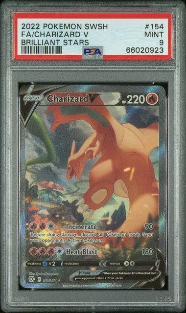 2022 POKEMON SWSH BRILLIANT STARS - CHARIZARD V #154 - PSA 9