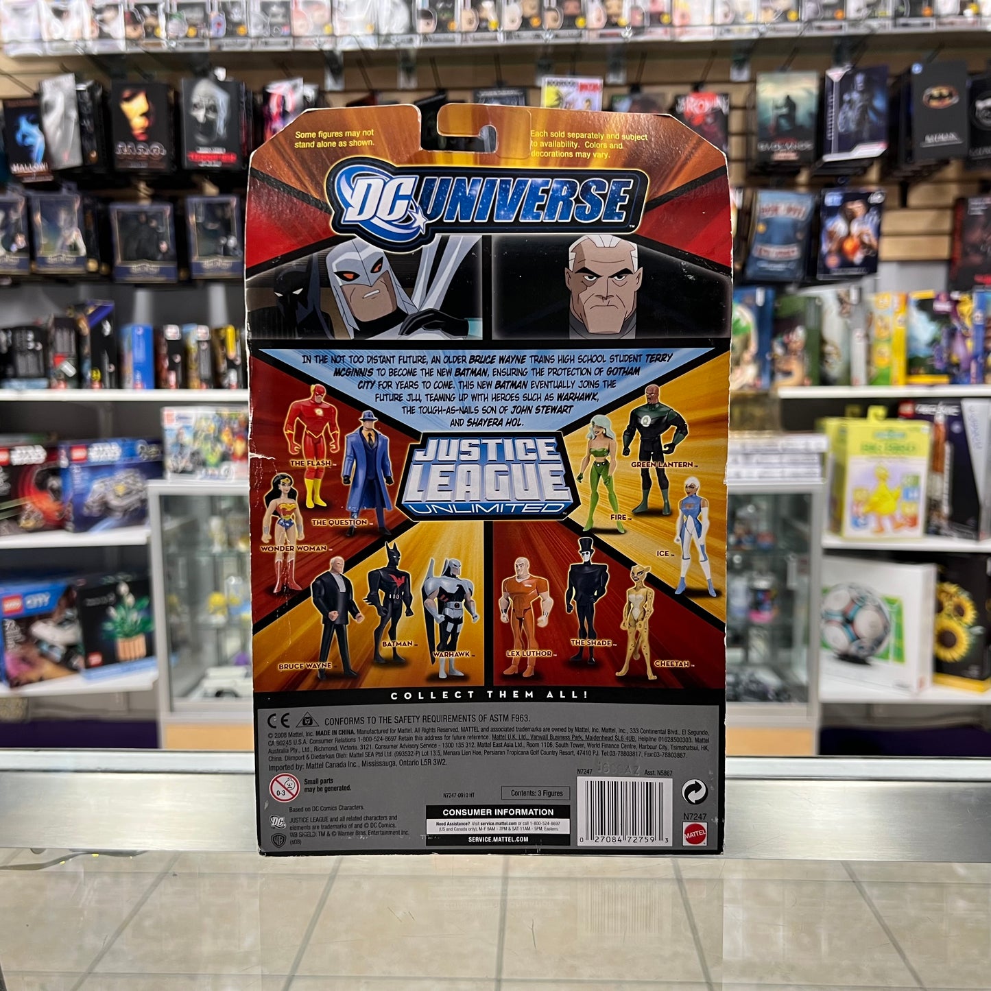DC Universe - Justice League Unlimited (Fan Collection 3 pack) - Bruce Wayne, Batman & Warhawk Action Figures - CREASED CARDSTOCK