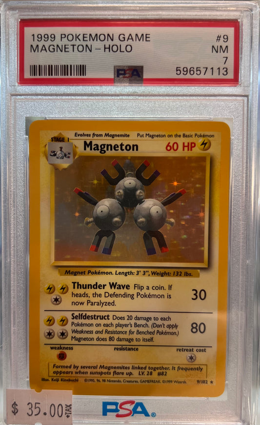 1999 POKEMON GAME - MAGNETON #9 - PSA 7 NM
