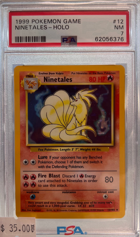 1999 POKEMON GAME - NINETALES #12 - PSA 7 NM
