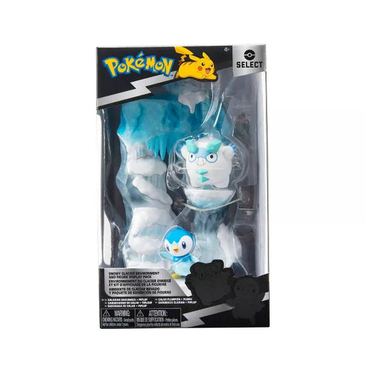 Pokémon Select - Snowy Hill Glacier Environment Display with Galarian Darumaka and Piplup Mini Figures