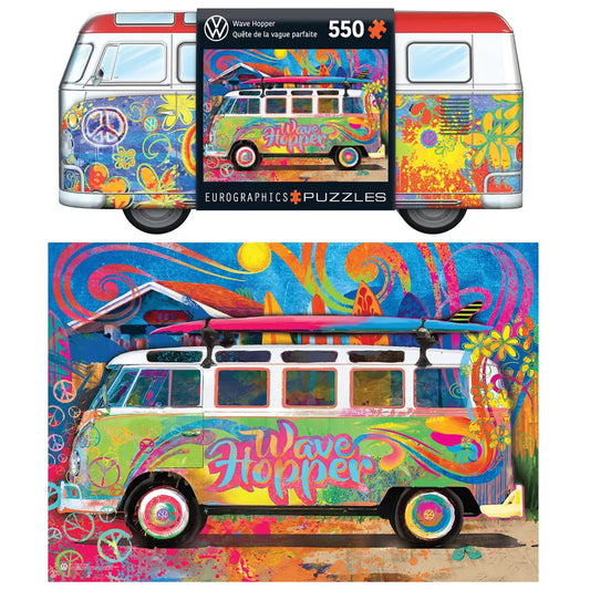 Eurographics: VW Wave Hopper Bus Shaped Tin Puzzle, 550 Pieces