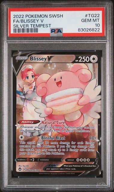 2022 POKEMON SWORD & SHIELD SILVER TEMPEST #TG22 FA/BLISSEY V SILVER TEMPEST - PSA 10 GEM MINT
