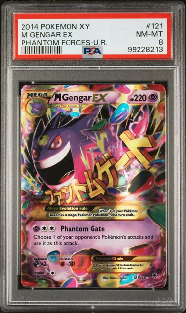 2014 Pokémon XY Phantom Forces - M Gengar EX #121 Secret Rare - PSA 8 NM-MT