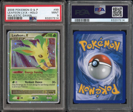 Pokemon Leafeon LV.X 99/100 D&P Majestic Dawn Ultra Rare Holo PSA 9 MINT