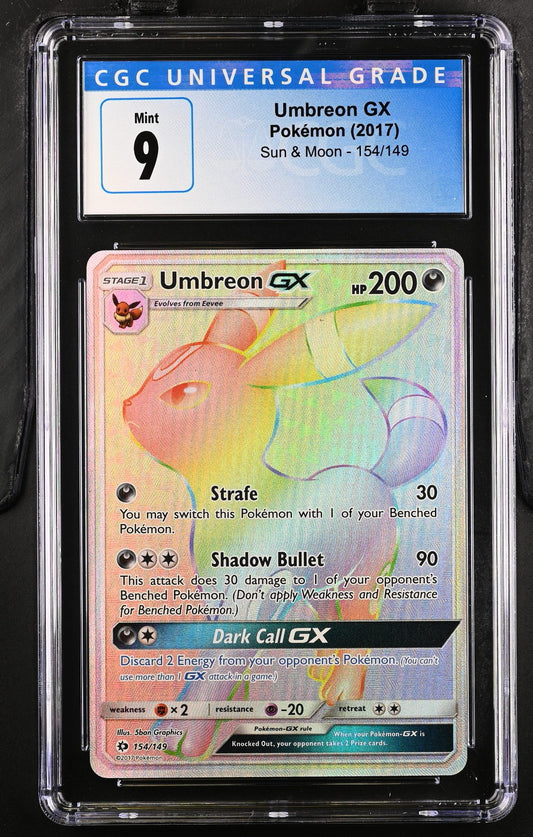 2017 Pokémon Sun & Moon - Umbreon GX #154 (Rainbow Rare) - CGC 9 MINT (BLUE LABEL)