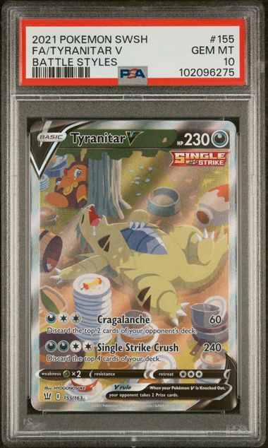 2021 Pokémon SWSH - Battle Styles - Tyranitar V Alt Art #155 - PSA 10 GEM MINT