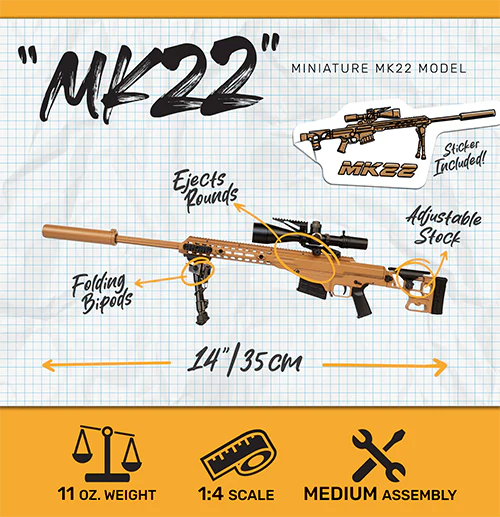 Miniature BARRETT MK22 Die Cast Model Kit - (MK22 Model - Tan)