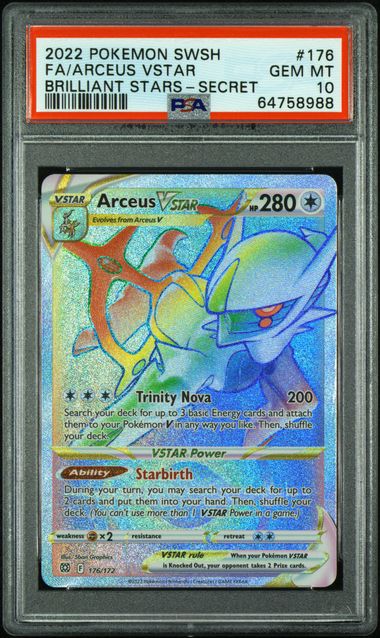 2022 Pokémon SWSH -Arceus VSTAR #176 - Brilliant Stars - GEM MINT - PSA 10