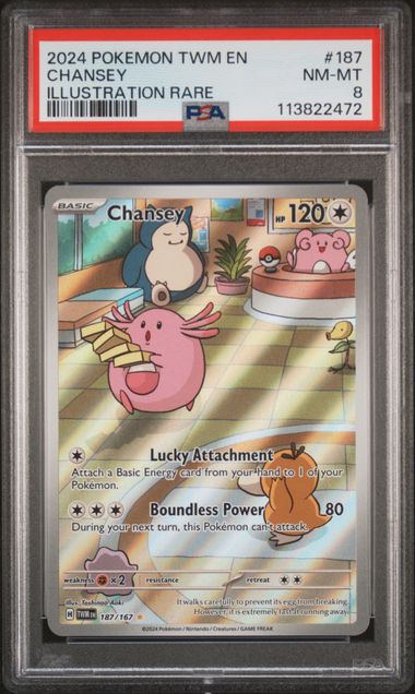 2024 POKEMON TWILIGHT MASQUERADE - CHANSEY #187 - PSA 8 NM-MT