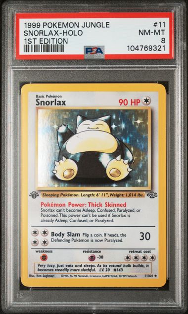 1999 POKEMON JUNGLE #11 SNORLAX-HOLO 1ST EDITION - PSA 8 NM-MT