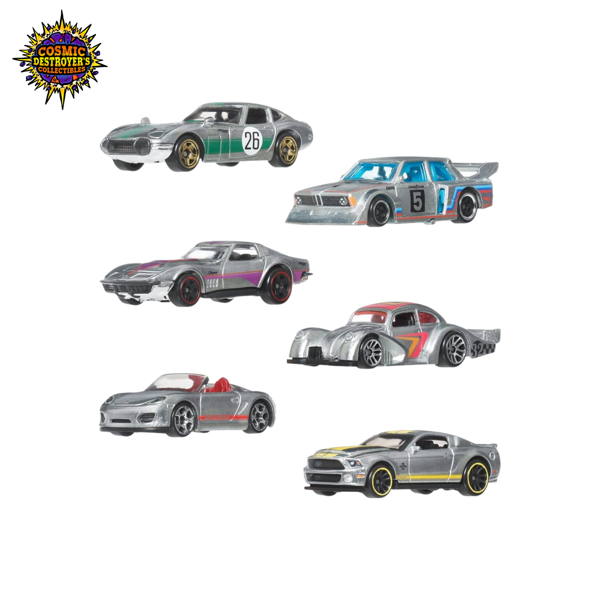 Hot Wheels - Silver Series - ZAMAC Die-Cast Vehicle 6-Pack 1/64