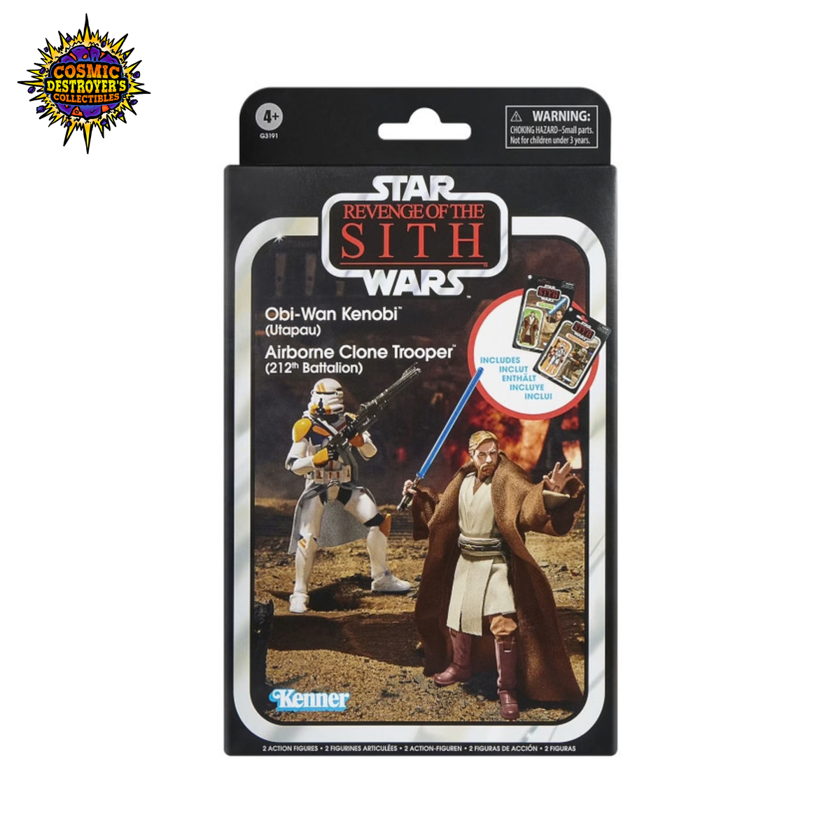 Star Wars Vintage Collection - Revenge of the Sith - Obi-Wan Kenobi (Upatau) & Airborne Clone Trooper (212th Battalion) Action Figure 2-Pack - Walmart Exclusive