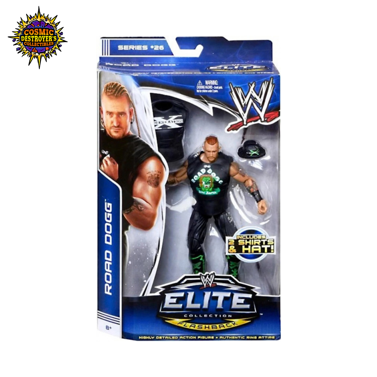 WWE Wrestling Elite Collection - Flashback Series 26 - Road Dogg Action Figure w/ 2 Shirts & Hat - 2013