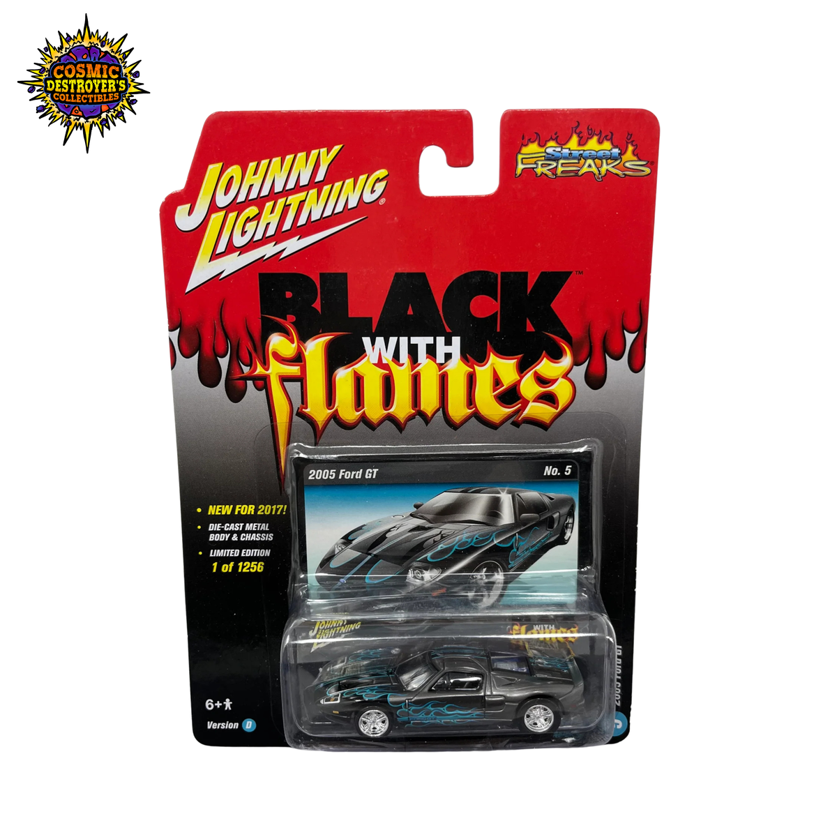 Johnny Lightning - Street Freaks - 2005 Ford Gt  (Black with Flames) 2017