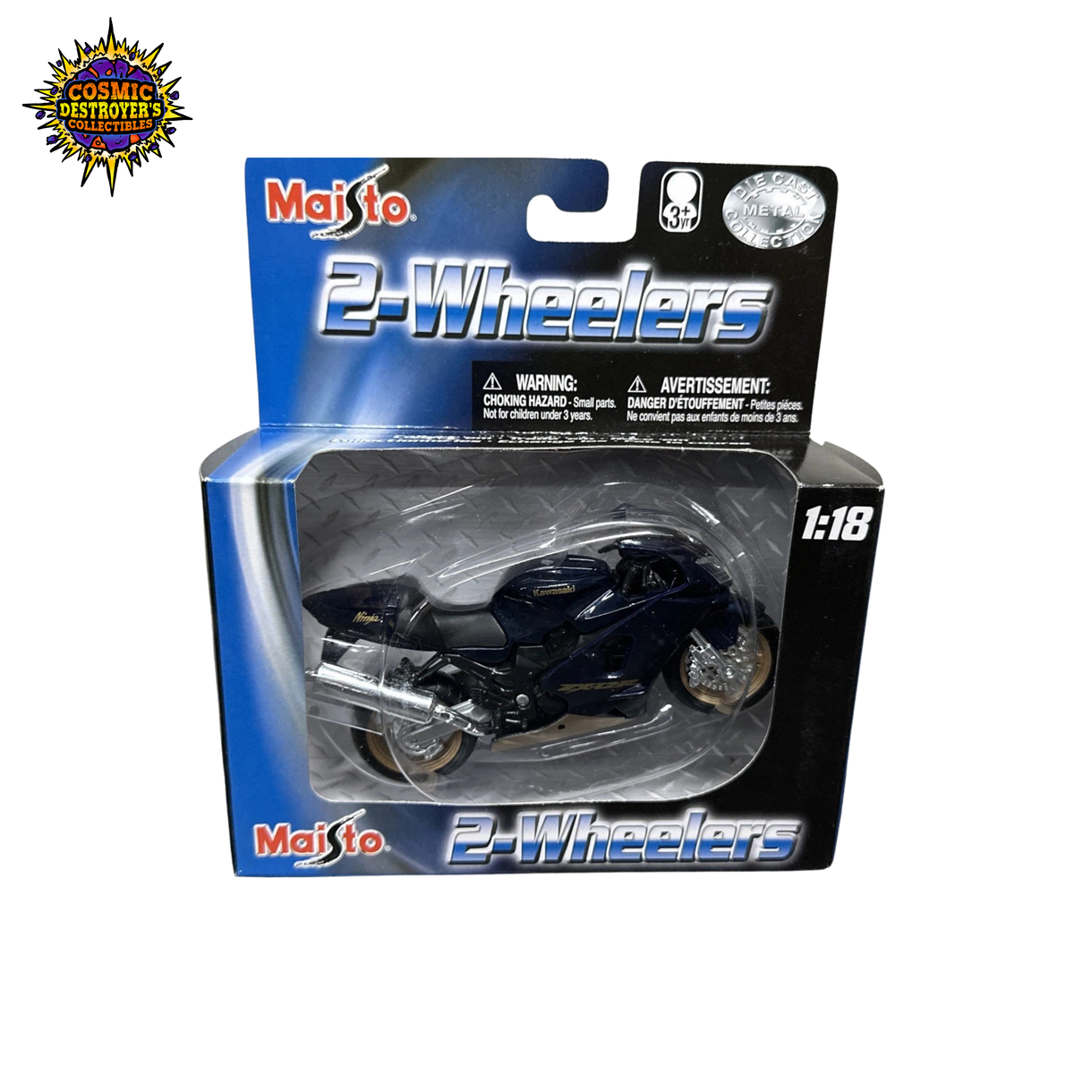 Maisto - 2 Wheelers - Kawasaki NINJA ZX-12R (Blue/Gold) - 1:18 Scale - 2005