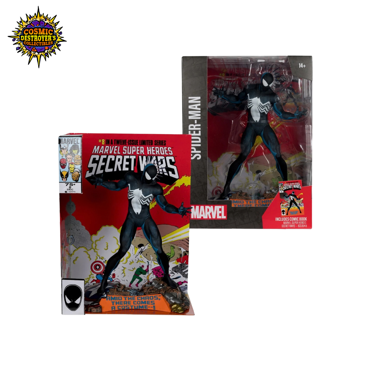 McFarlane Toys - Spider-Man (Marvel Super Heroes Secret Wars #8) - w/Scene & Comic - 1:6th Scale