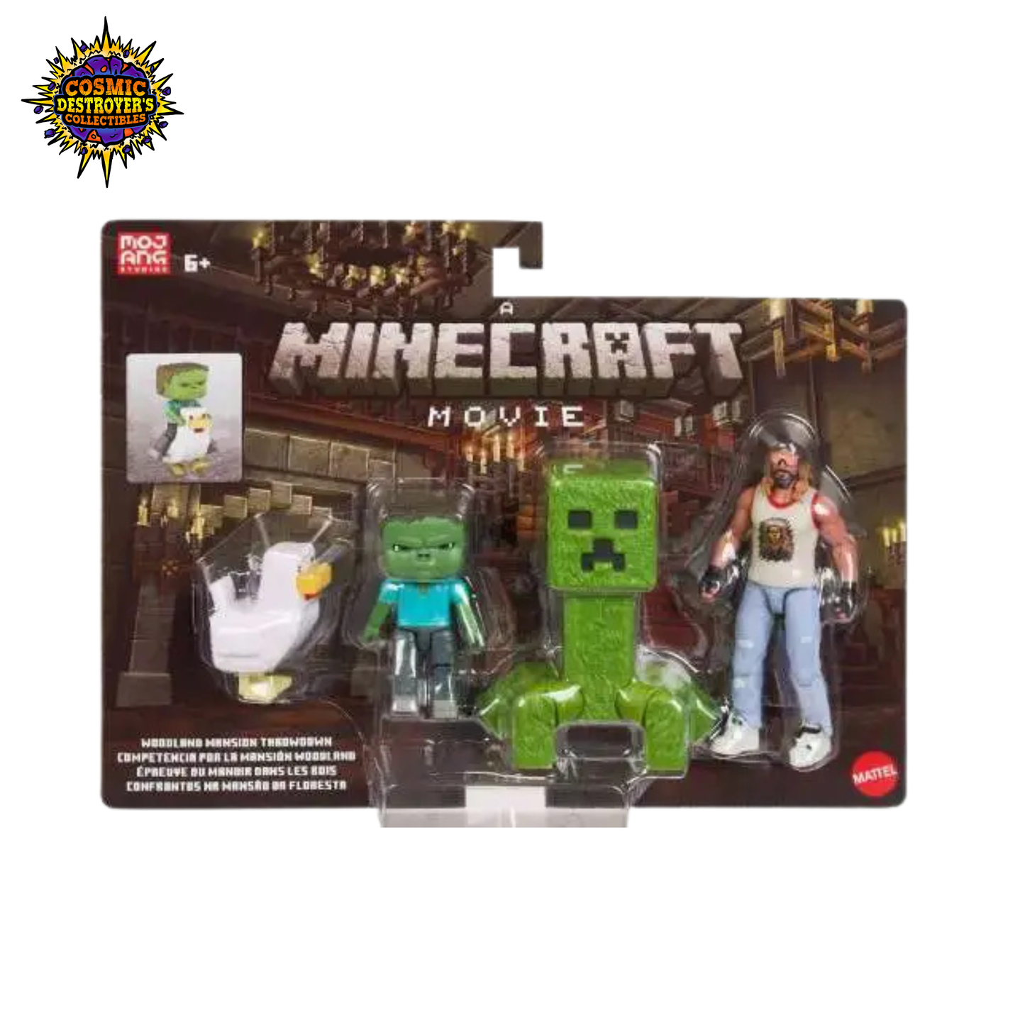 A Minecraft Movie - Garrett, Creeper, Baby Zombie & Chicken Jockey Action Figure 4-Pack (Woodland Mansion Throwdown)