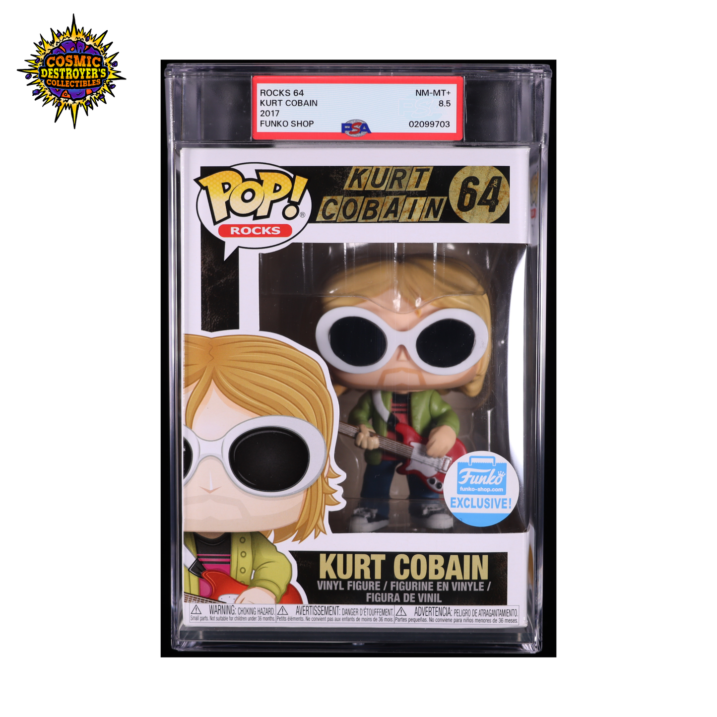 Funko Pop! Rocks - Kurt Cobain 64 - PSA 8.5 NM-MT+