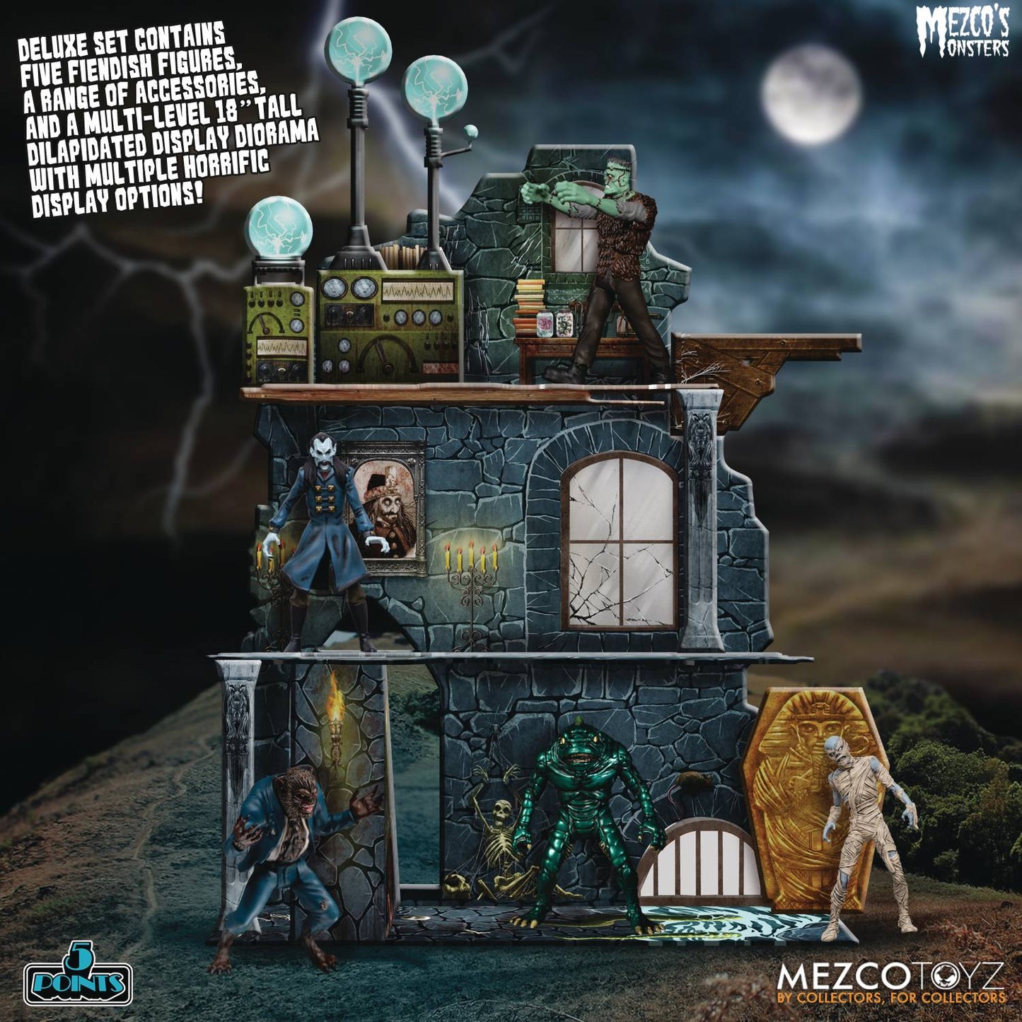 5 POINTS MEZCOS MONSTERS TOWER OF FEAR DELUXE BOXED SET