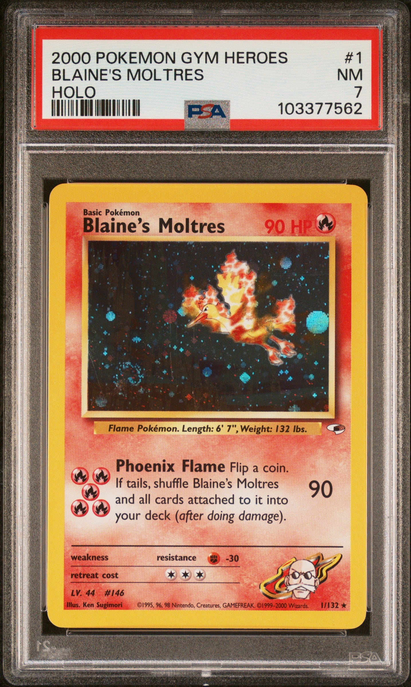 2000 POKEMON GYM HEROES #1 BLAINE'S MOLTRES HOLO - PSA 7 NM