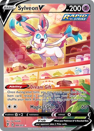 2021 Pokemon Sword & Shield Series - Evolving Skies - 184 - Sylveon V - AGS 9.5 MINT