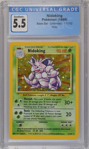 1999 POKEMON BASE - NIDOKING 11/102 - CGC 5.5 EXCELLENT+