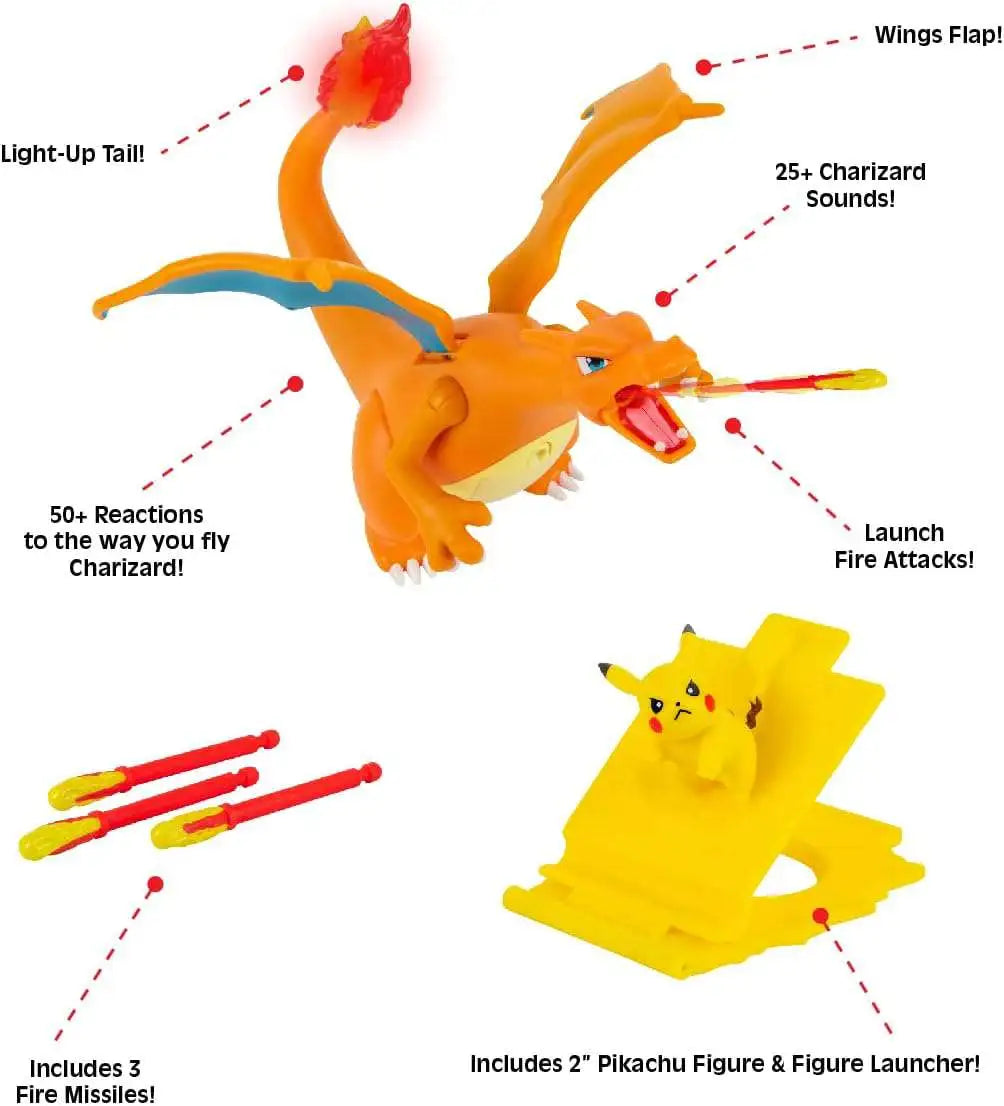 Jazwares - Pokémon Flame & Flight Charizard Deluxe Action Figure 2-Pack [with Pikachu]