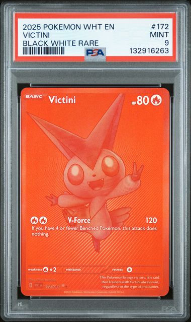 2025 POKEMON WHT EN-WHITE FLARE #172 VICTINI BLACK WHITE RARE - PSA 9 MINT