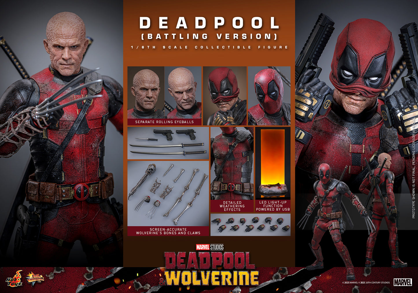 Hot Toys Deadpool & Wolverine - Deadpool (Battling Damage) - MMS782 1/6th Scale Collectible Figure