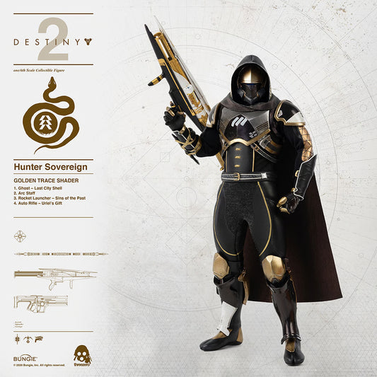 Destiny 2 - Bungie Threezero - Hunter Sovereign (Golden Trace Shader) 1/6 Collectible Figure (Open Box)