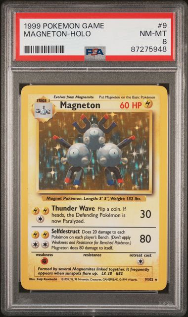 1999 POKEMON GAME - MAGNETON HOLO #9 - PSA 8 NM-MT