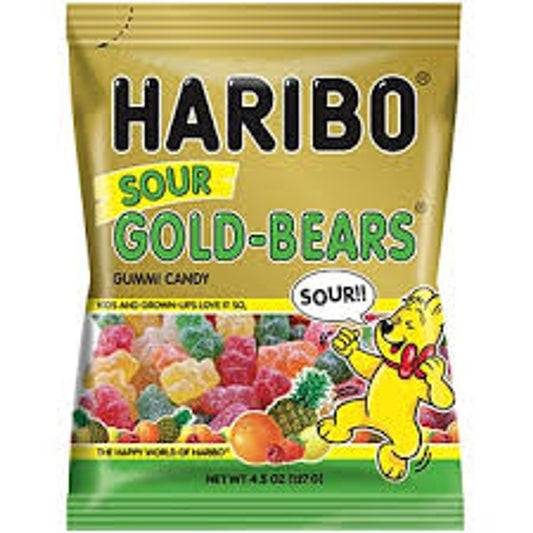 Haribo Gold Bears Sour Gummy Candy 4.5 Ounce Bag