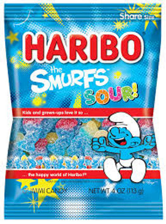 Haribo Smurfs Sour Gummy Candy 4 Oz