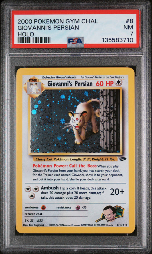 2000 POKEMON GYM CHALLENGE #8 GIOVANNI'S PERSIAN HOLO PSA 7 NM