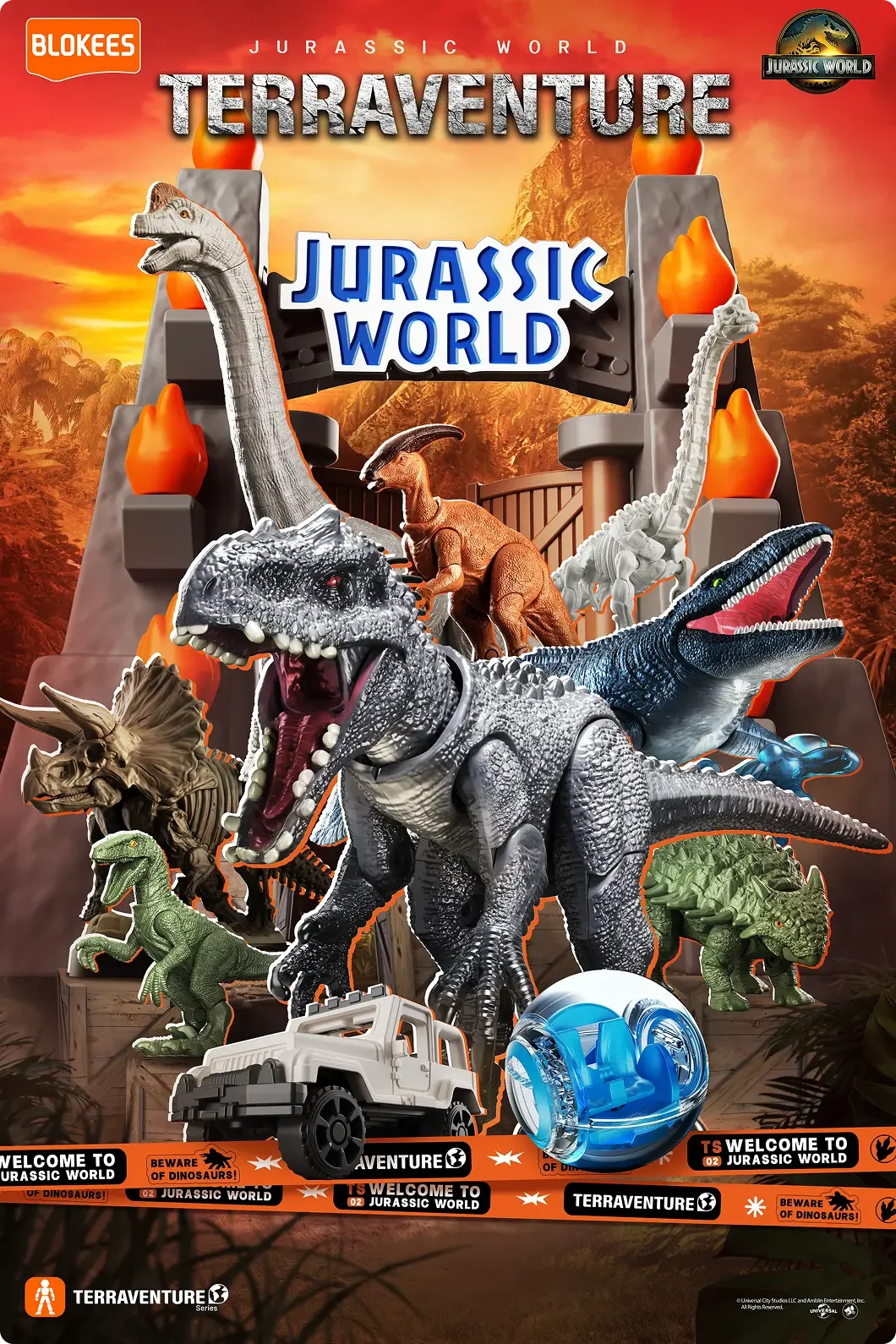 Jurassic World Blokees: Terraventure TS 02 Welcome to Jurassic World - Sealed Box of 12 Model Kits
