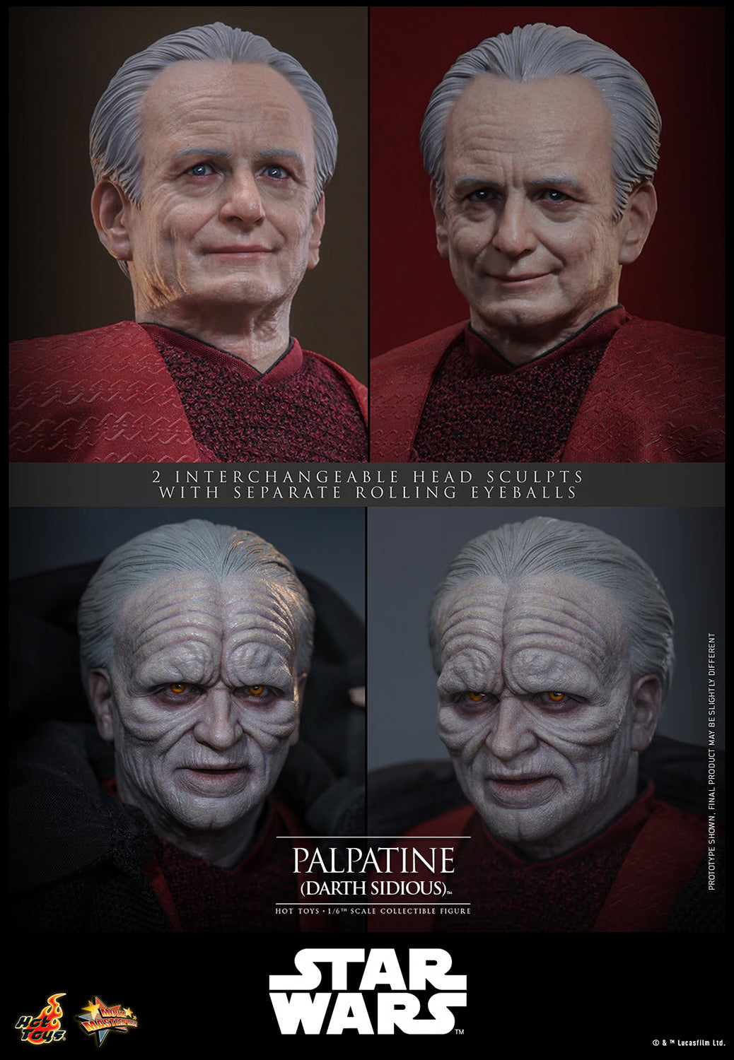 Hot Toys: Star Wars Palpatine (Darth Sidious) Sixth Scale Figure - Episode III - Movie Masterpiece Series (MMS805)