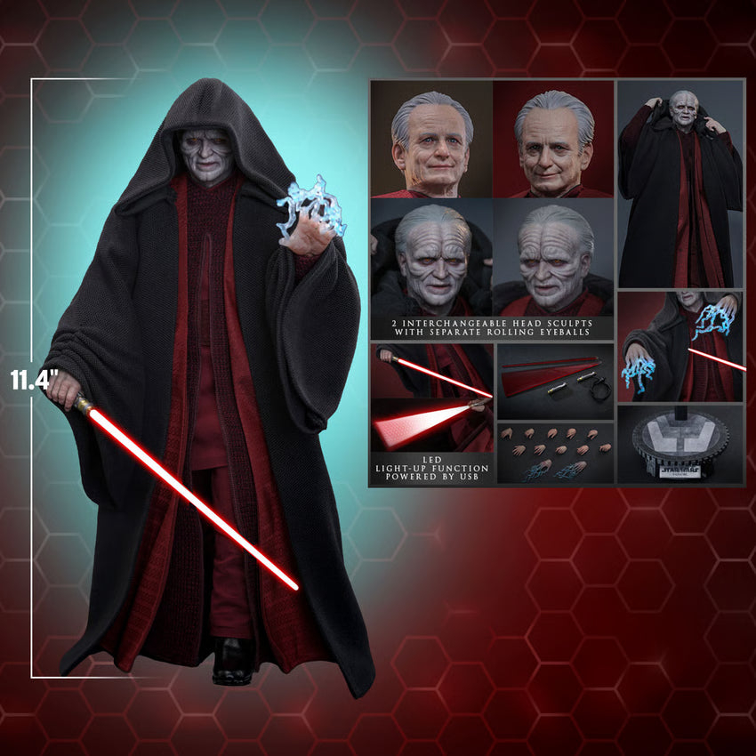 Hot Toys: Star Wars Palpatine (Darth Sidious) Sixth Scale Figure - Episode III - Movie Masterpiece Series (MMS805)