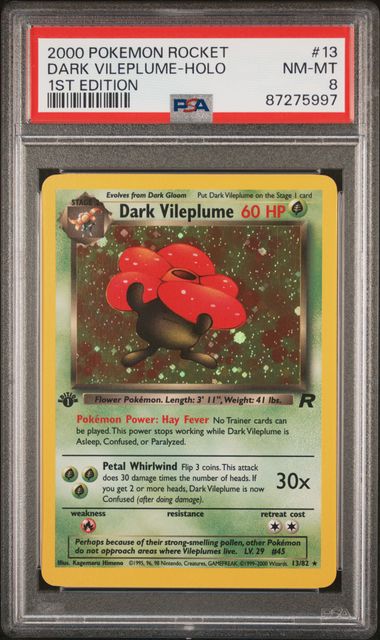 2000 POKEMON TEAM ROCKET - DARK VILEPLUME - 1ST EDITION - HOLO - #13 - PSA 8 NM-MT